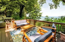 View of Lake Michigan from the deck of historic home