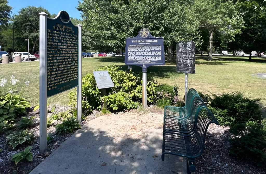 The nation’s first Highway Travel Information center - New Buffalo, Michigan. Photo by J.T. Lambrou Historical markers at the New Buffalo Rest Stop & information Center